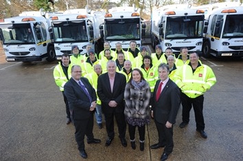 (front l-r) Brian Ashby, Biffa Municipal regional manager; Crawley councillor Ken Trussell; Susan Lawrance, assistant Waste and recycling manager; and Graham Rowe, acting head of amenity services